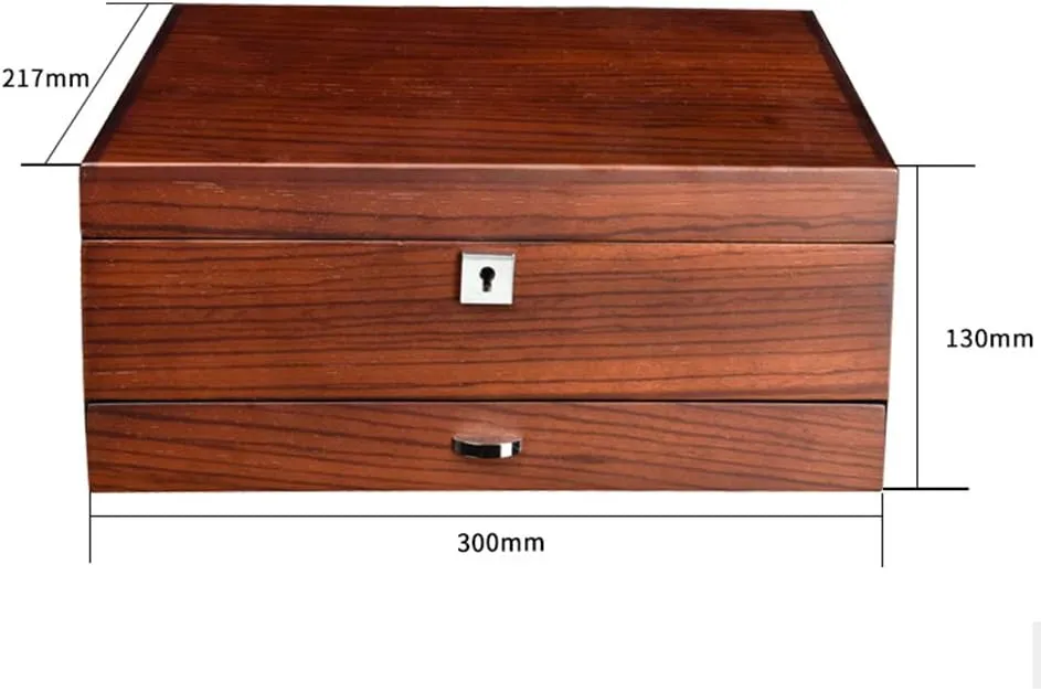 Box with Lock Multifunctional Double-Layer Watch Jewelry Storage Box Wujin Wood Solid Wood Watch quick semester Box Jewelry Watch Integrated Storage 