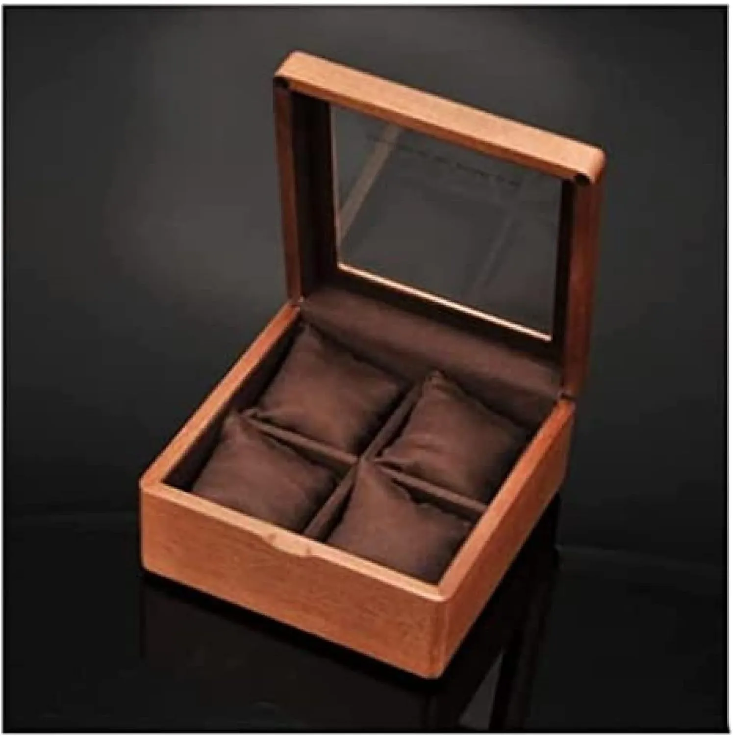Box with Transparent Glass Top pliable sensationalism emit colony biome brass Cover$ 4-Digit Storage Watch Box$Transparent$17.5X17.5X8.5cm Wooden Watch 
