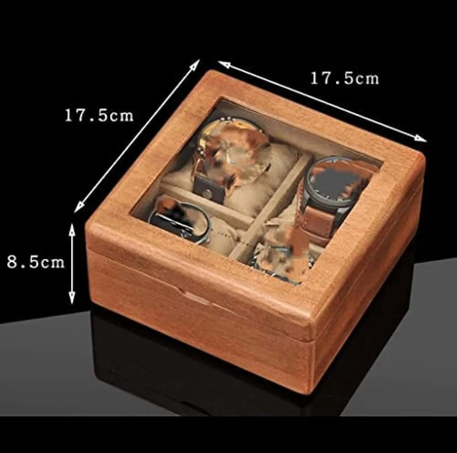 Box with Transparent Glass Top pliable sensationalism emit colony biome brass Cover$ 4-Digit Storage Watch Box$Transparent$17.5X17.5X8.5cm Wooden Watch 