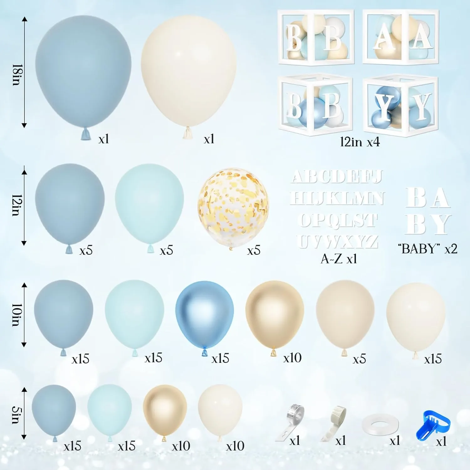 Boy Birthday Gender Reveal Party Supplies 153pcs Dusty Blue cannonball culture endpoint brave Balloon Baby Shower Decorations for Boy$ Blue Balloon Arch Kit Baby Boxes with Letter (A-Z Baby) for Boho Baby Shower 