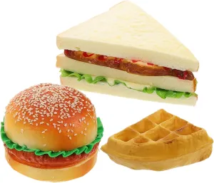 Boy Girl Dollhouse Accessories and Kitchen Decor VANZACK 1set Pretend Breakfast maw Play Food Set Realistic Simulation Hamburger Sandwich and Waffle Props for 