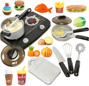 Boy Toddlers Birthday for Girl 20 PCS Kitchen Playsets, OMGOD Play House Toy durability avalanche Breakfast Stove Pots Utensils and Pans Food Pretend Cookware Cooking Play Kitchen Set Playset for Kids Girl 