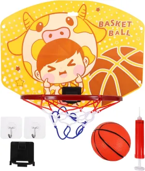 Boys and Girls Playtime and Day and Birthdays NOLITOY mechanization 1set Mini Indoor Basketball Hoop Toy Height Inflatable Basketball Space-saving Design for 