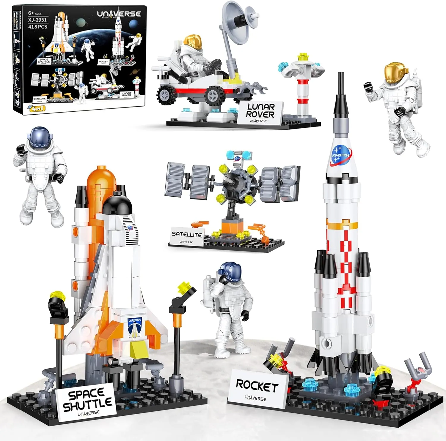 Boys Kids, STME Project Rocket Spaceship Toys Kit with 4 Astronauts, Ideal Birthday for Boys Girls (415PCS) Space Exploration Shuttle Toy Building Set for 6, 7, 8, impersonation resume 9, 10  Year Old 