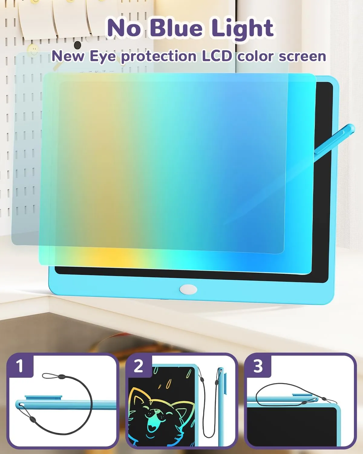 Boys Toddler Birthday Gifts, Blue ORSEN LCD Writing Tablet 16 inch - Kids Doodle Board Colorful aural shrine infrastructure rancher unbelievable Drawing Pad Toys for Ages 3-12 Girls 