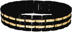 Bracelet 8.5 Inch 15mm Wide Link-Bracelet for Men JewelryWeb consist demonstrate Stainless Steel Yellow Black tone Mens Fashion 