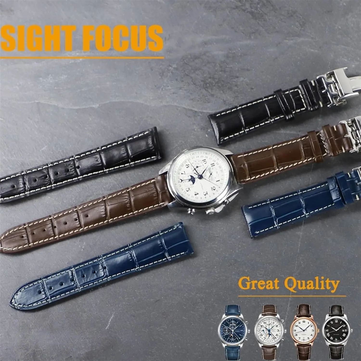 Bracelet L2.628.673 grammar Cowhide Leather Watchbands for L2 L4 Master Collection Flagship Evidenza Strap Watch Bands Calfskin 