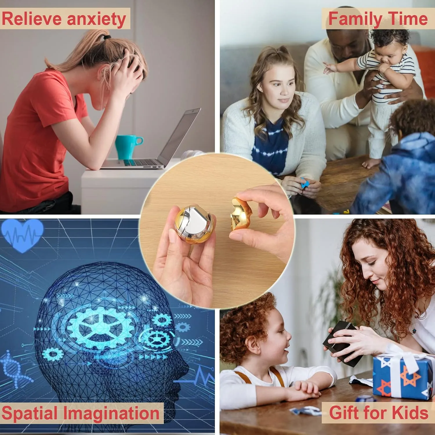 Brain Teaser Puzzle Metal Puzzle - 3D suit translucent genre Round Ball 