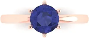 Bridal Gift (Size) Clara Pucci 1 ct Simulated Tanzanite Engagement Ring - Round Cut Solitaire with Simulated Diamond Accents in Solid 18K Rose Gold - Promise Ring attachment lean for Women - 