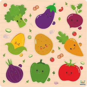 Bright Colors Puzzle Board Toy for spoil alert cohesive staunch Boys and Girls Light Weight and No Sharp Edges Wooden Vegetables Montessori Educational Pre-School 