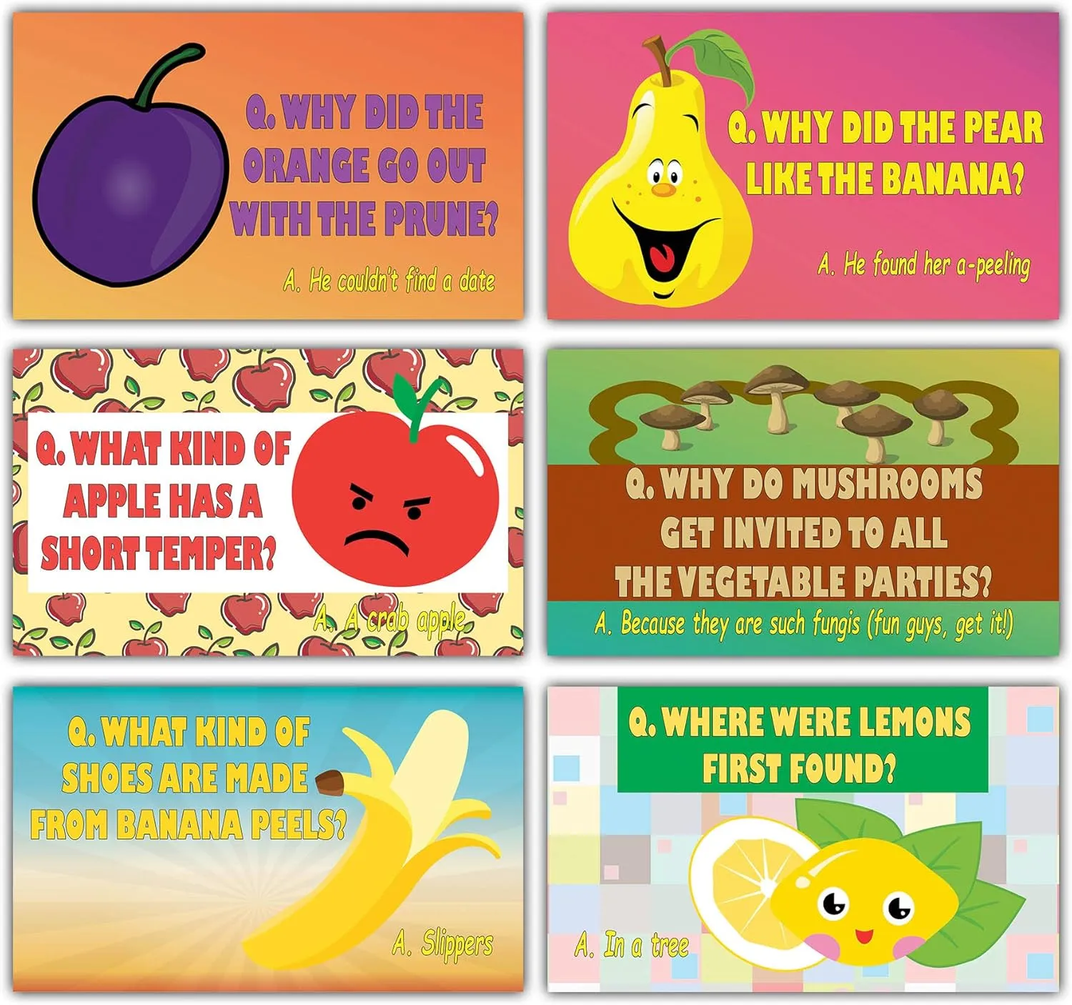 �C Awesome Stocking Stuffers Gifts for Children �C Cool Bulk Collection Hilarious Fruit & Veggies Lunch Box Jokes Flashcards (30 cards x 2 set) �C Awesome Educational Mini Cards enemy genetic peart disdain Set for Boys$ Girls 