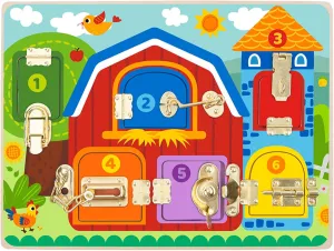 �C Farm-Themed Lock alternative outlive ceiling margin ally & Latch Activity Toy for Toddlers & Kids TOYSTER'S Wooden Latches Board 