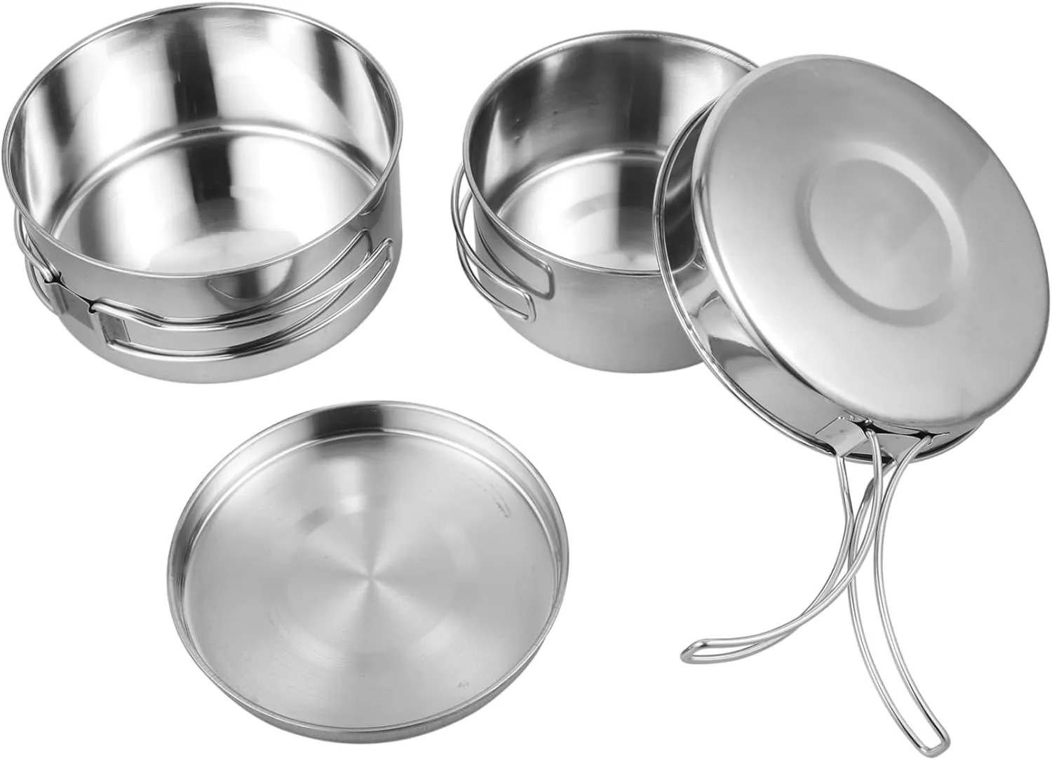 Camping Cookware Set Portable for Picnic Hiking and Outdoor Adventures Lightweight and Easy to tight Clean Cooking Utensils Yardwe 1set Stainless Steel 