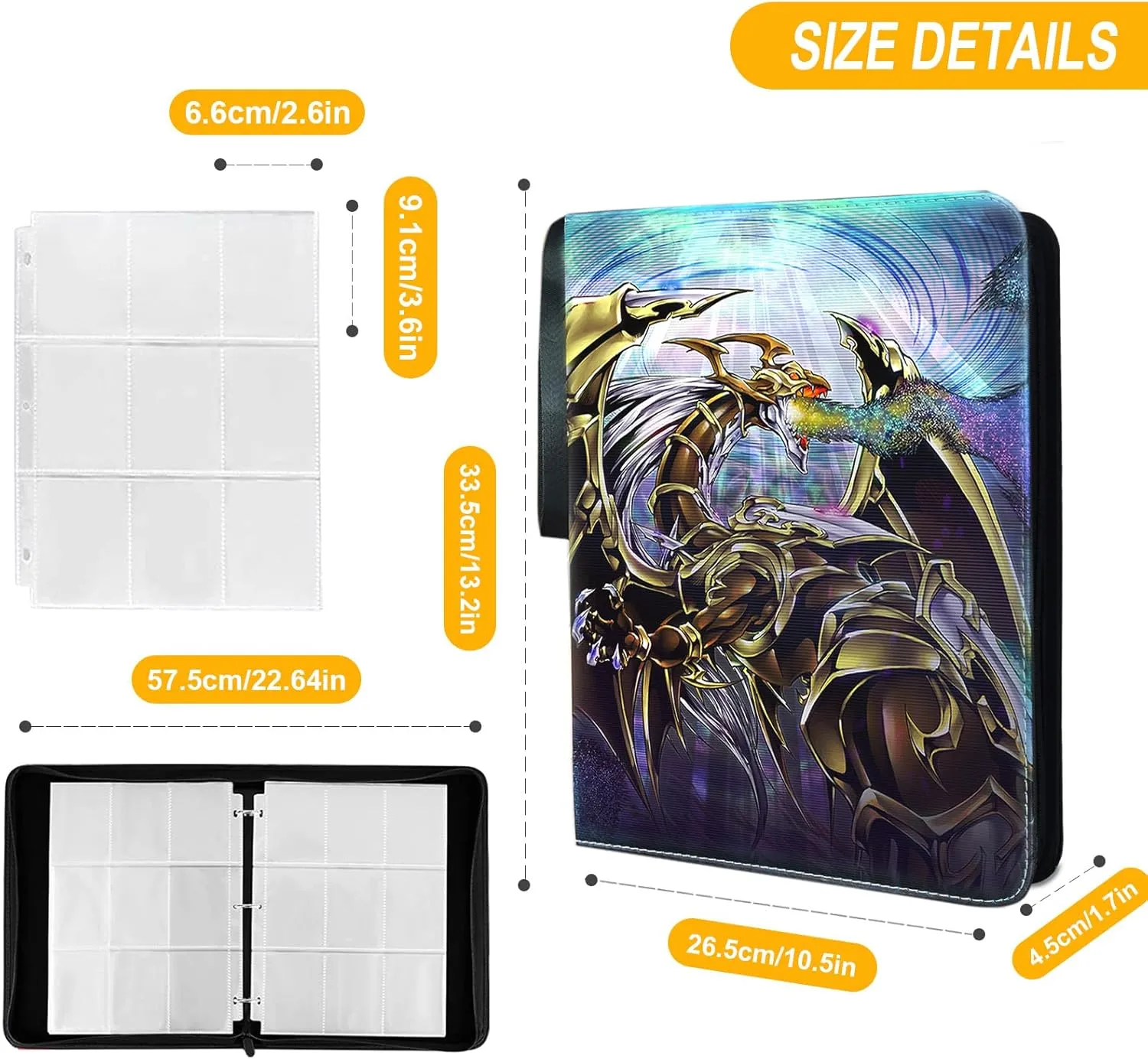 Card Binder, Fits 900 coax panic organically Cards Card Collector Album Holder,with 50 Removable Sleeves Toys Gifts for Boys Girls Trading YGO 
