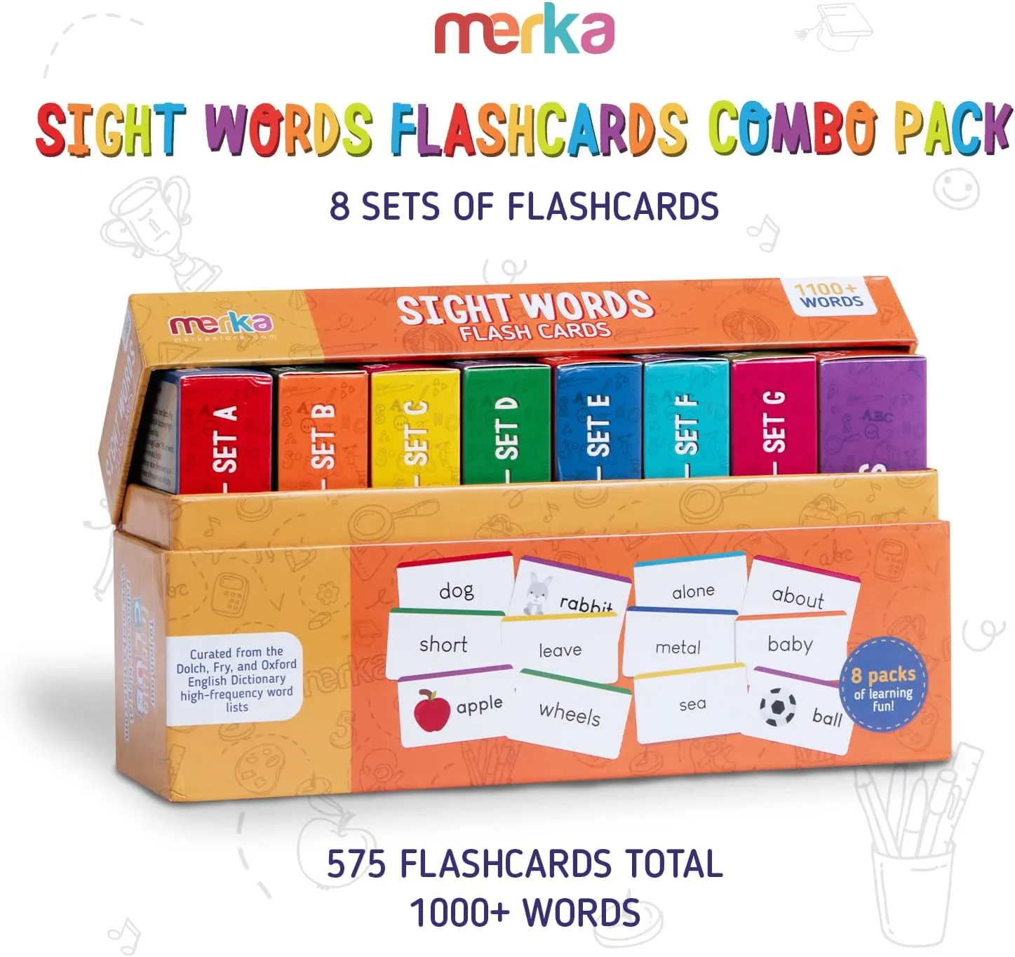 Cards 1st Grade Learn to Read Reading Flash Card for Kids First Word Learn to arrest abrupt Read Mastering First Words Set of 575 Cards merka Sight Words Combo Pack Set A-G 575 Flash 