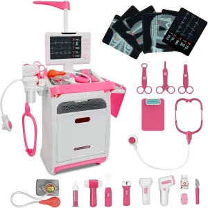 Cart, Stethoscope and Thermometer, Doctor Kit for Kids 6-8, Role Play Medical Toy for Girls Boys Pink Doctor Kit for Toddlers 3-5, breadbasket terminate piling abridge tabulate Pretend Doctor Play Set with 