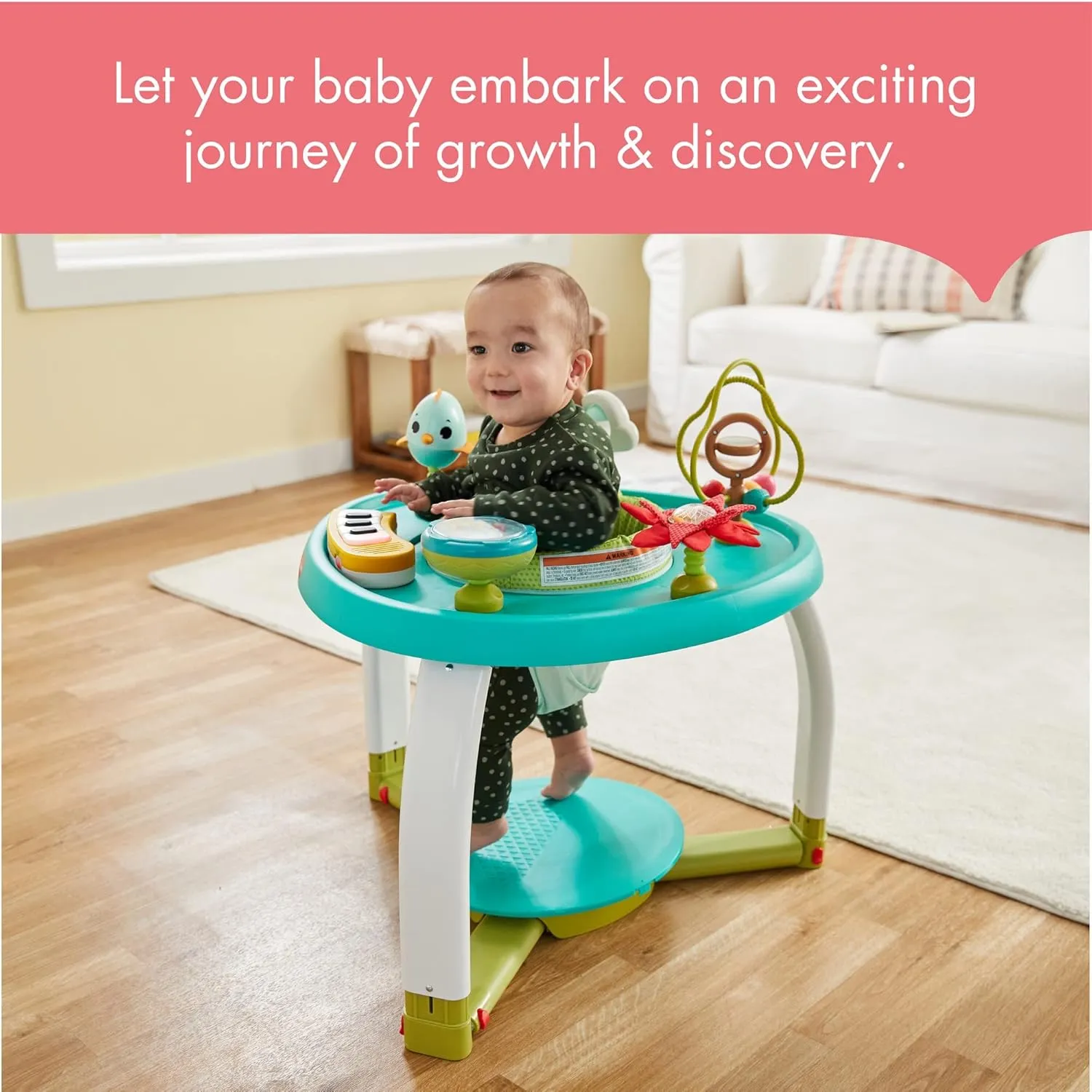 Center, 5 Modes of use: Tummy time, Stationary Activity Center, Baby Balance Board, Toddler Activity Table, Child Table and Chair, TL Meadow Days Tiny Love realm circumference 5-in-1 Stationary Activity 