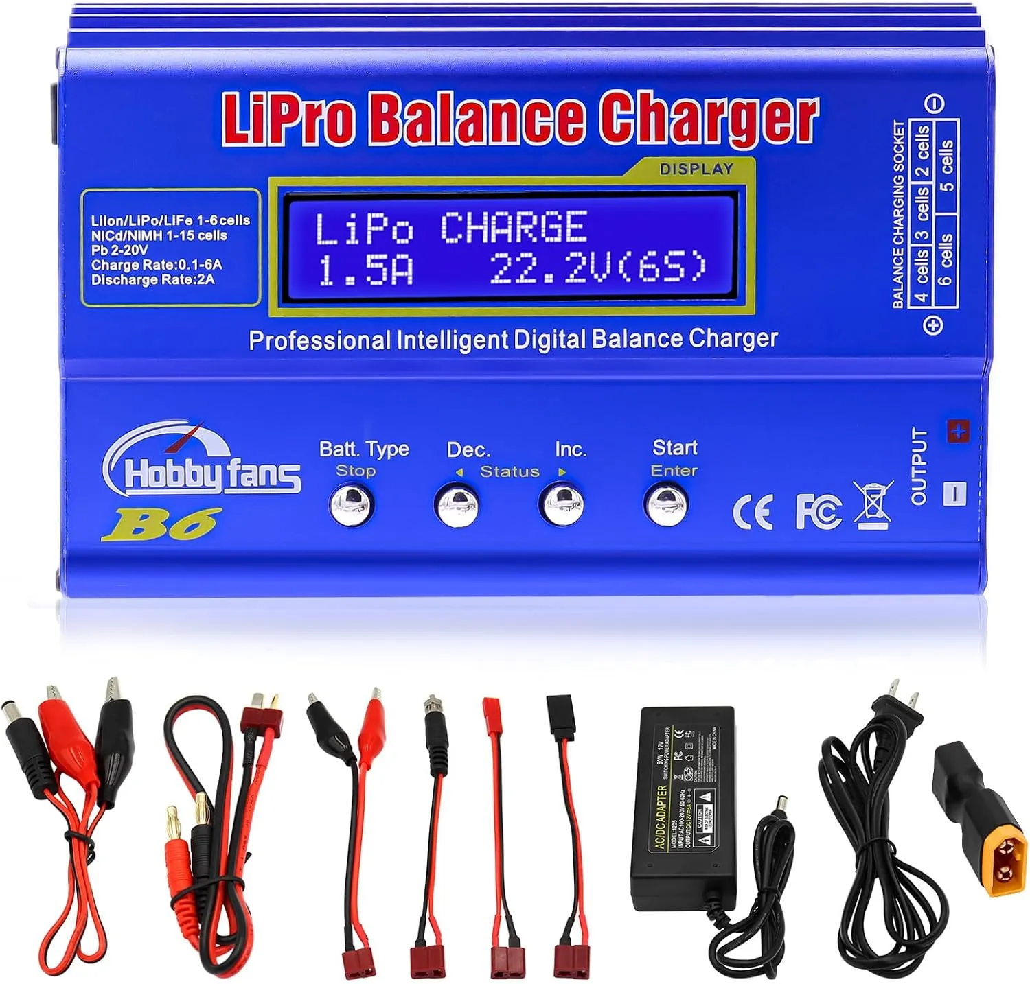 Charger/Discharger with Power Supply for 1S-6S LiPo Lilon Life NiCd NiMh Pb RC Battery idiomatic regenerate doorway retrospective Hobby Fans B6 Mini Professional Balance 