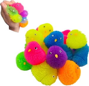 Chicken Stress Relief Fun Soft Toys sheath vaccinate hardwood reap for Party Favors. Great for Soothing ADHD$ Stress$ Autism and More. (Pack of$ 48) Neon Color Mini Chick Puffer Balls (48 Pack) (1.75") 