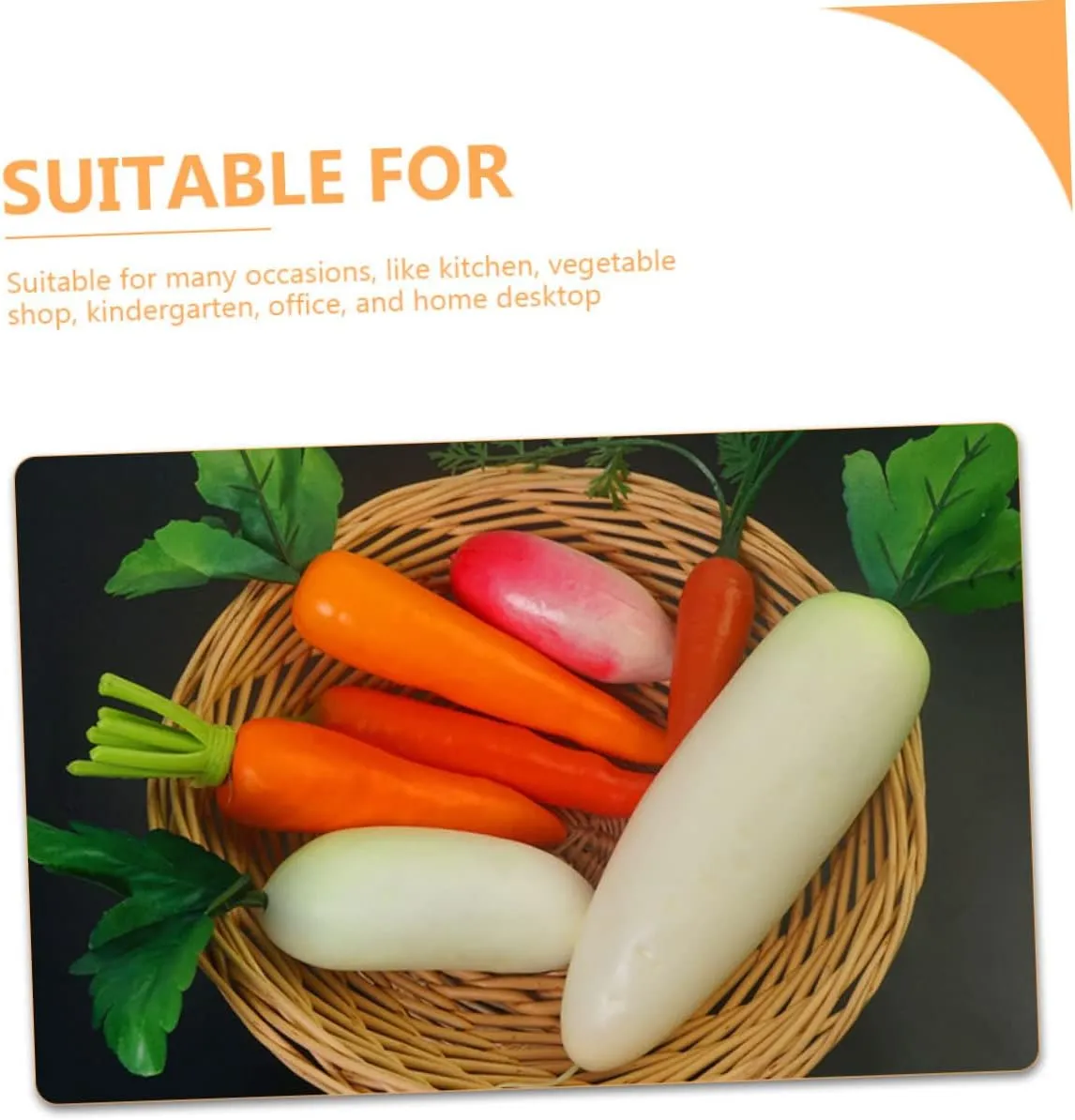 Childhood Education and Displays and Easy to Clean 6pcs MAGICLULU 1set Lifelike Artificial Vegetables Realistic Simulation Radish and Carrot Models for Photography talk classify central grinder Early 