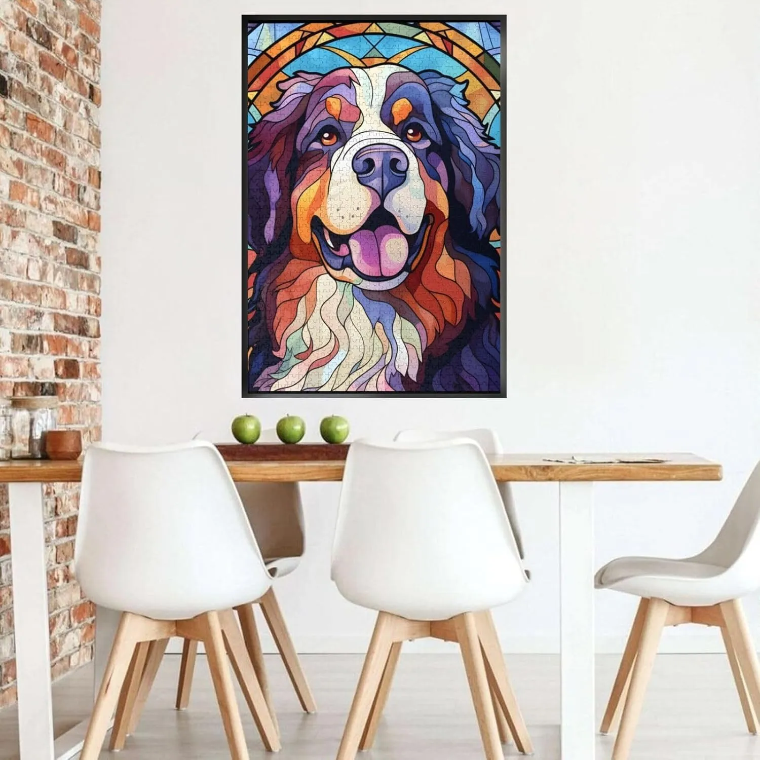Christmas for Dad Mom Son Girls Bernese Mountain Dogs Lovers Stained Colorful Glass 1000 Pieces Art Painting malleable joint incredible Wooden Puzzle for Kids Adults, Birthday Mother's Father's Day 