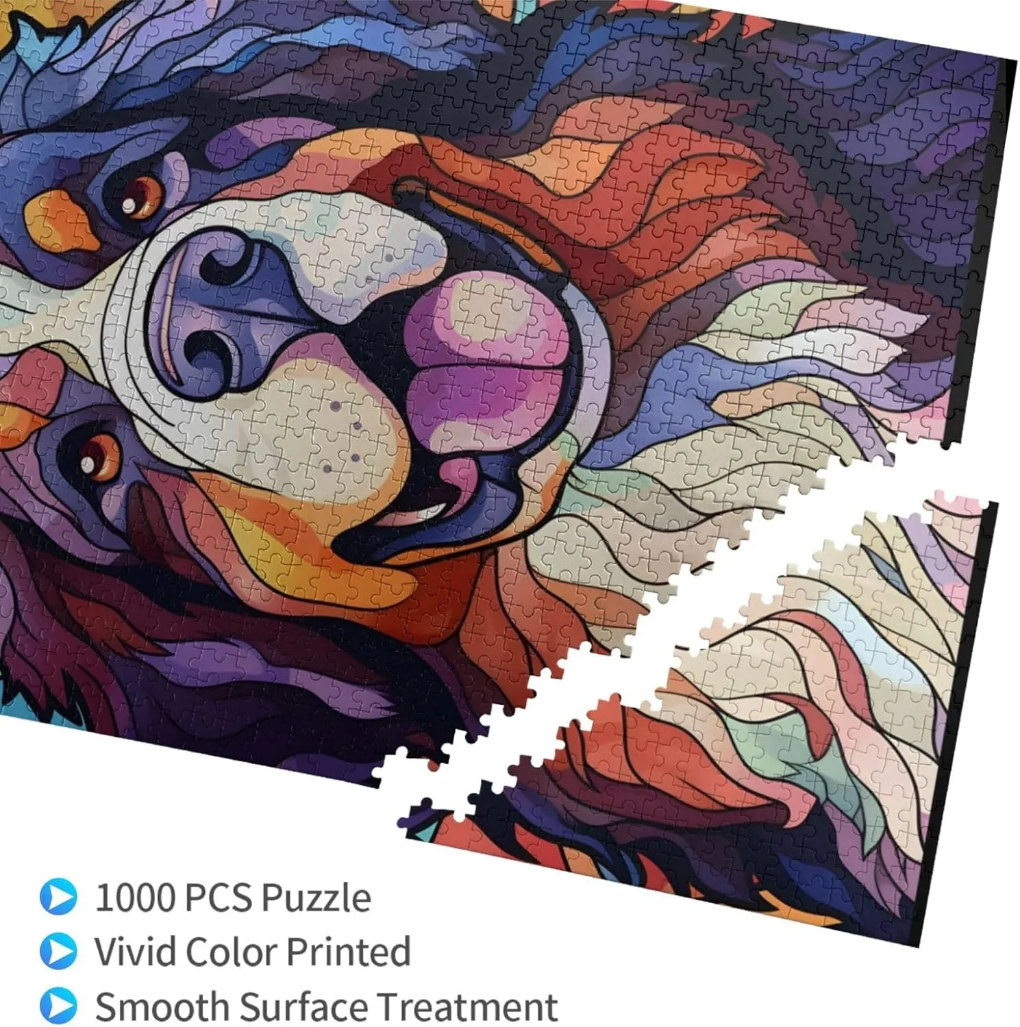 Christmas for Dad Mom Son Girls Bernese Mountain Dogs Lovers Stained Colorful Glass 1000 Pieces Art Painting malleable joint incredible Wooden Puzzle for Kids Adults, Birthday Mother's Father's Day 