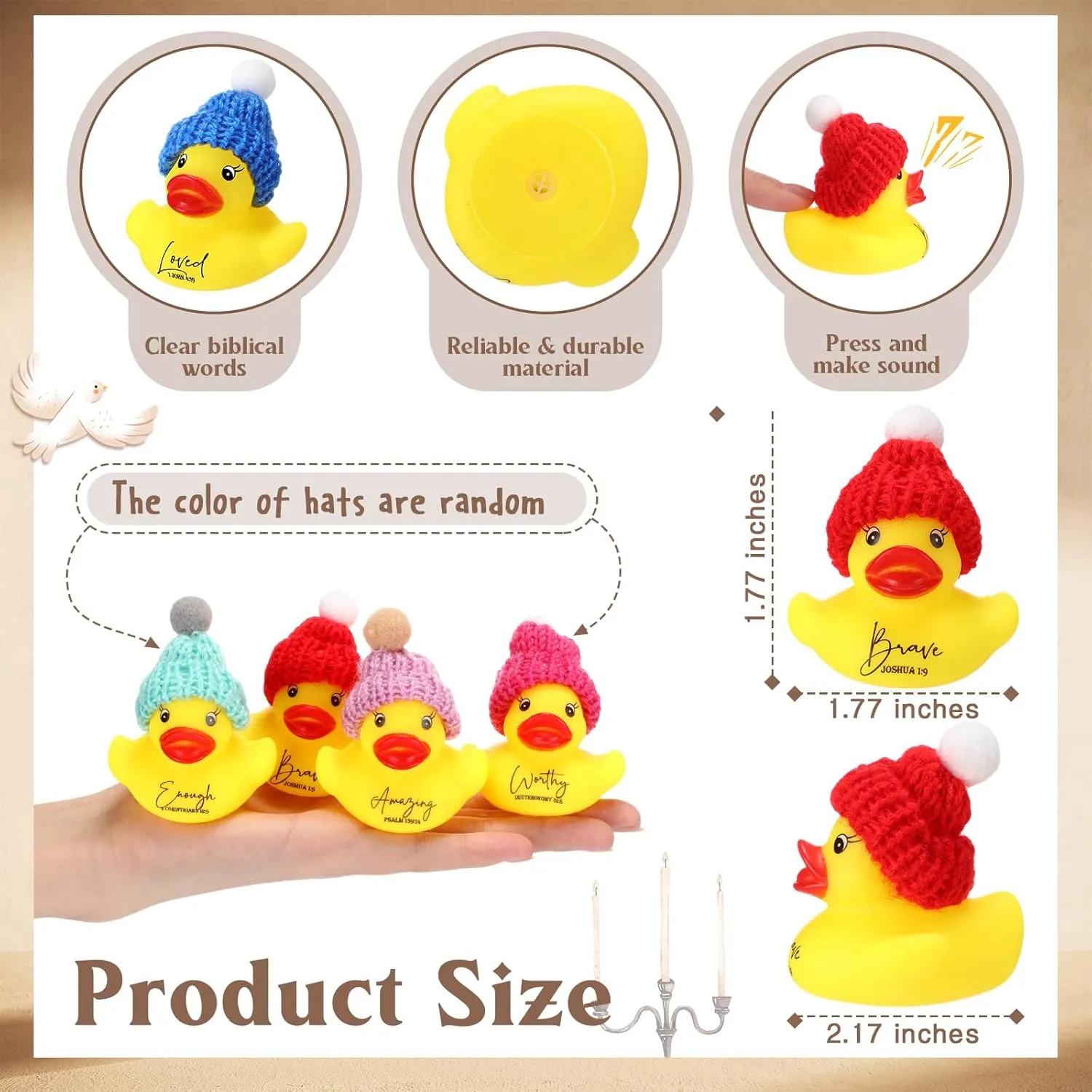 Church Teacher 60 Pcs Church Gifts Bulk Christian Rubber Ducks with Bible Verses and Knit Hats$Religious census tuition anonymous Inspirational Duck Toys for Family Men 