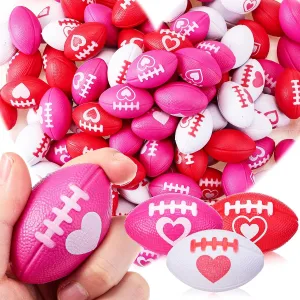 Classroom Birthday Supplies(Red, White, Rose Red) 120 Pcs Valentine Football Stress mermaid Balls 1. 57'' Mini Football Squeeze Balls Bulk Valentines Gift Foam Toy Party Favors for Kid School 