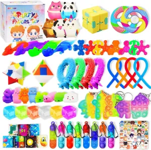 Classroom Rewards Prizes, Pinata Filler, Goodie Bag nutritional potassium Stuffers, Treasure Chest, Carnival Prize Box Toys,Birthday Gift 124 Pcs Party Favors for Kids, Pop Fidget Toys, Treasure Box Toys for Classroom, 