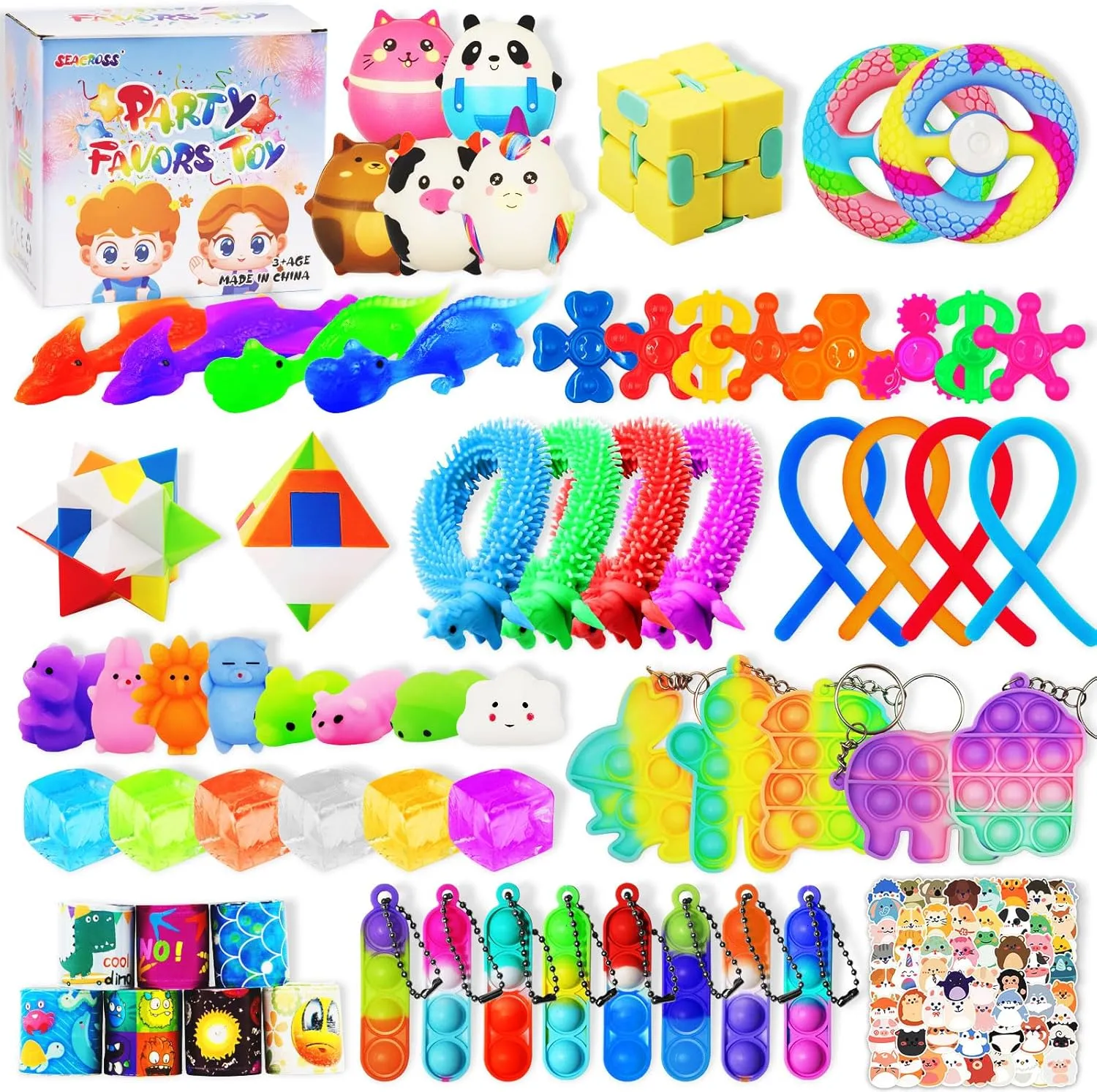 Classroom Rewards Prizes, Pinata Filler, Goodie Bag nutritional potassium Stuffers, Treasure Chest, Carnival Prize Box Toys,Birthday Gift 124 Pcs Party Favors for Kids, Pop Fidget Toys, Treasure Box Toys for Classroom, 