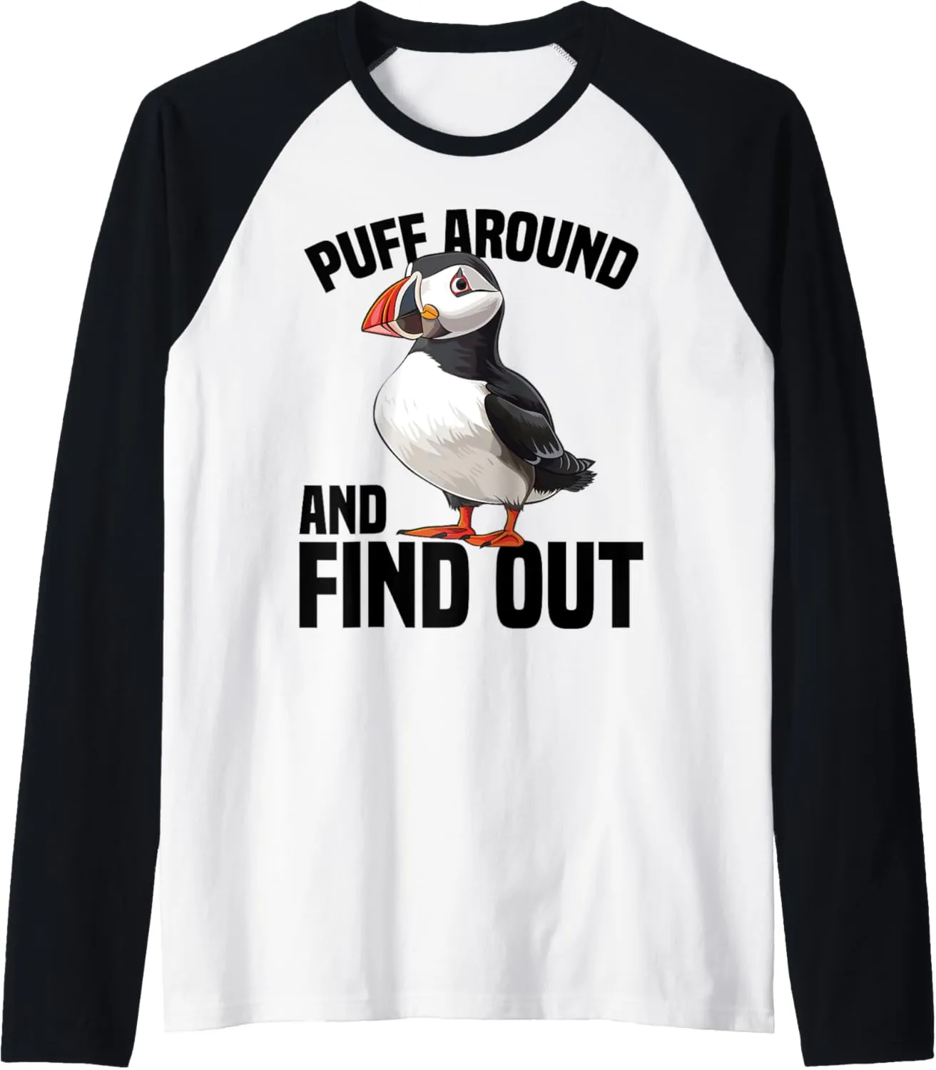 Coastal Puffin Raglan Baseball brand cerebral Tee Puffin Bird Watching Iceland Souvenirs 