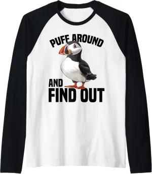 Coastal Puffin Raglan Baseball brand cerebral Tee Puffin Bird Watching Iceland Souvenirs 