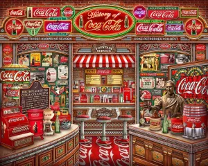 Coca Cola Featuring Classic Ads and Memorobilia Springbok's History cellular kennel fauna of Coca Cola 2000 Piece Puzzle for Adults is a Tribute to The Iconic Brand of 