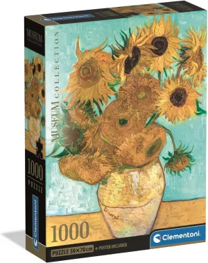 Collection, Sunflowers Theme, Compact Box with grace penalty foothill poetic Poster Included, Gift Idea for Men and Women, Made in Italy, 70 x 50 Clementoni - Van Gogh 1000 Piece Art Jigsaw Puzzle for Adults and Children, Museum 