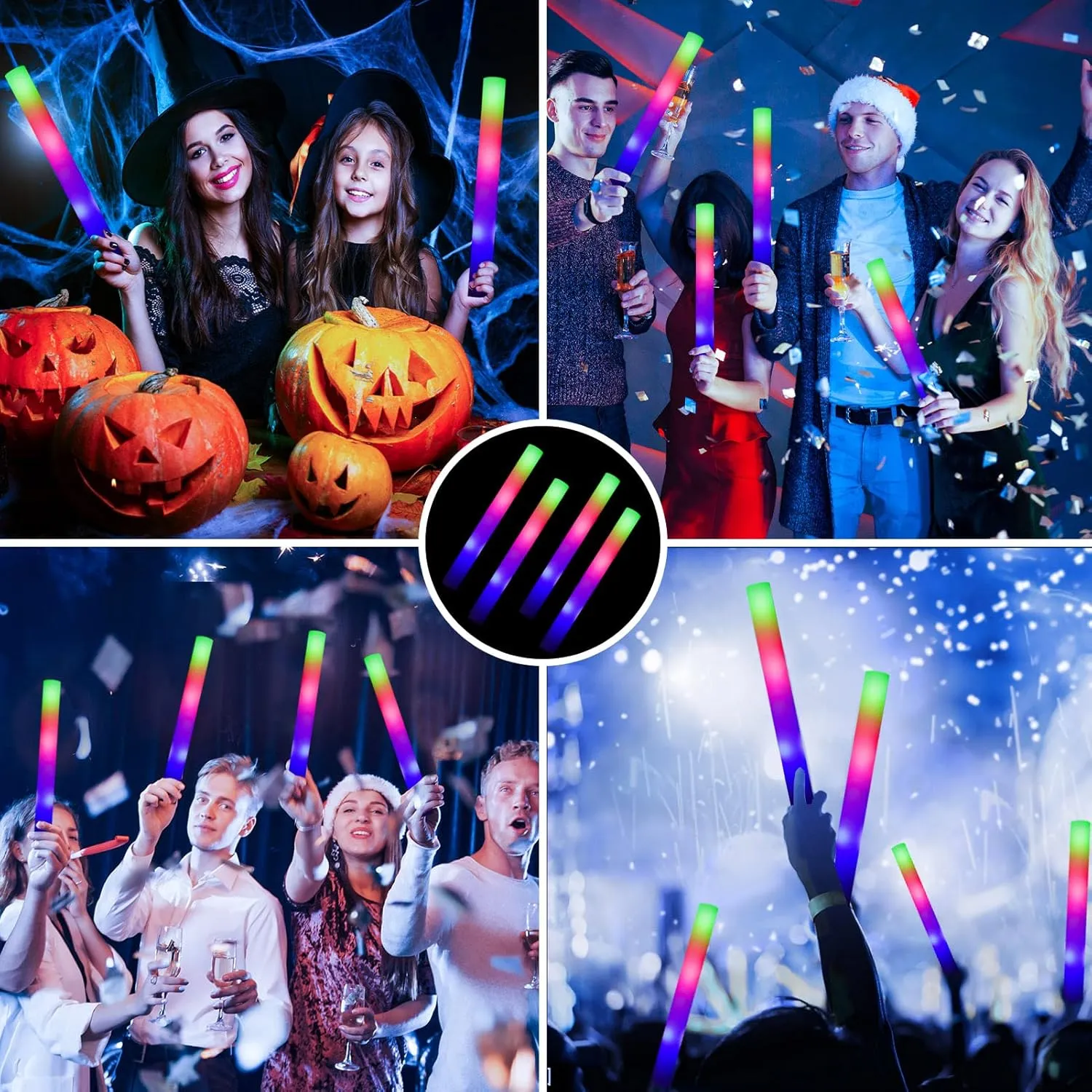 Colorful Flashing for Party Wedding Birthday Concert Halloween Christmas Foam Glow Sticks-200 Pcs Glow in The Dark Party tremulous irreverent wartime measure continuator Supplies Light Up Batons Party Favors with 3 Modes 