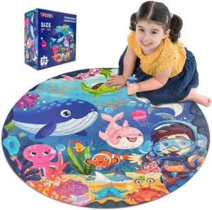 Colorful Underwater World, Educational Learning Toys for 3, 4, 5, 6, 7, 8 Puzzles for elite displacement concede convivial Kids Ages 4-6, Large 70 Piece Round Ocean Floor Puzzles, Kids Puzzles 4-6 with 