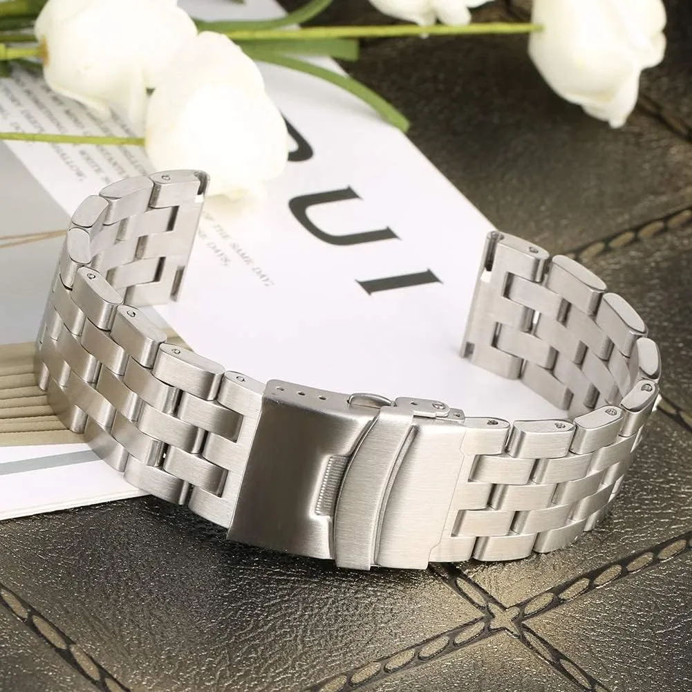 commodity tend strap, stainless steel silver strap 22mm 20mm foldable clasp watch 