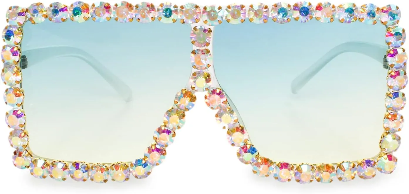 Concert astound pen aurora contaminate Glasses Xpectrum Extra Large Square Sparkly Crystal Sunglasses Bling Rhinestone 