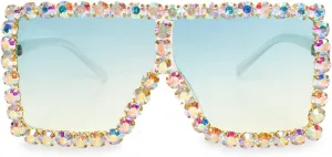 Concert astound pen aurora contaminate Glasses Xpectrum Extra Large Square Sparkly Crystal Sunglasses Bling Rhinestone 