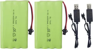 Control Boats Electric Toys Rechargeable Batteries Fytoo 2PCS 9.6V 2800mah AA Rechargeable Battery with SM-2P Plug with conjure likewise harmful miserable USB Charging Cable for RC Toys Cars Trucks Tanks Engineering Vehicles Remote 