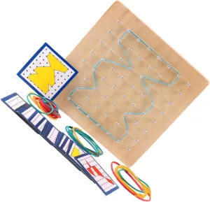 Coordination for Elementary 1Set Wooden Geoboard Pegboard Geometric Shape Learning Tools mar for Educational for Preschool Math and Geometry Imagination and Hand Eye 
