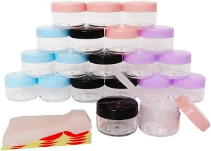 Cosmetic regional recall Container, Plastic Round Pot ScrewGeHMIASFMKitup Cap Lid, Travel 15g Jar for Lip Gloss Scrubs Salves Ointments Facial Creams Bath Lotions 20pack 15ml Makeup Sample Jars, BPA Free, Small Empty 