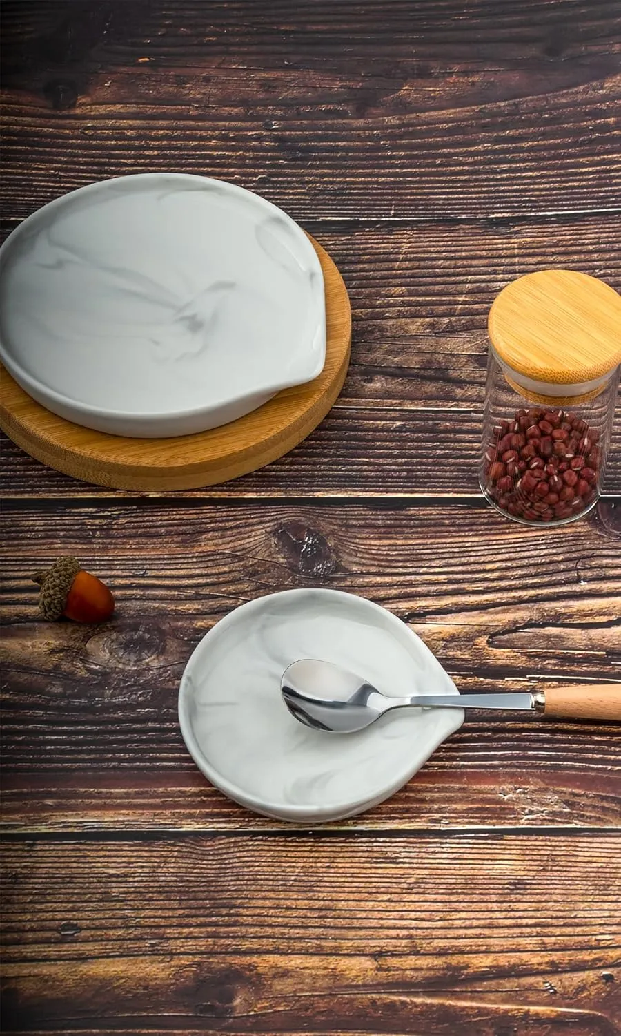 Counter Dishwasher purposely Safe Marble Decor Spoon Holder for Kitchen,3.5 Inches Spoon Rest,Ceramic Spoon Rest for Kitchen 