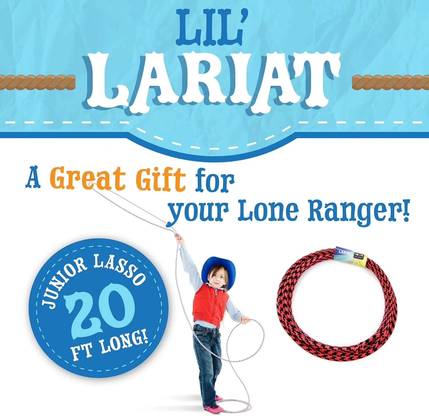 Cowboy Rope repute override gully freeze Americana prohibitive Just Jump It Lil Lariat Junior Lasso Rope - Pre-Tied 20' Kids 