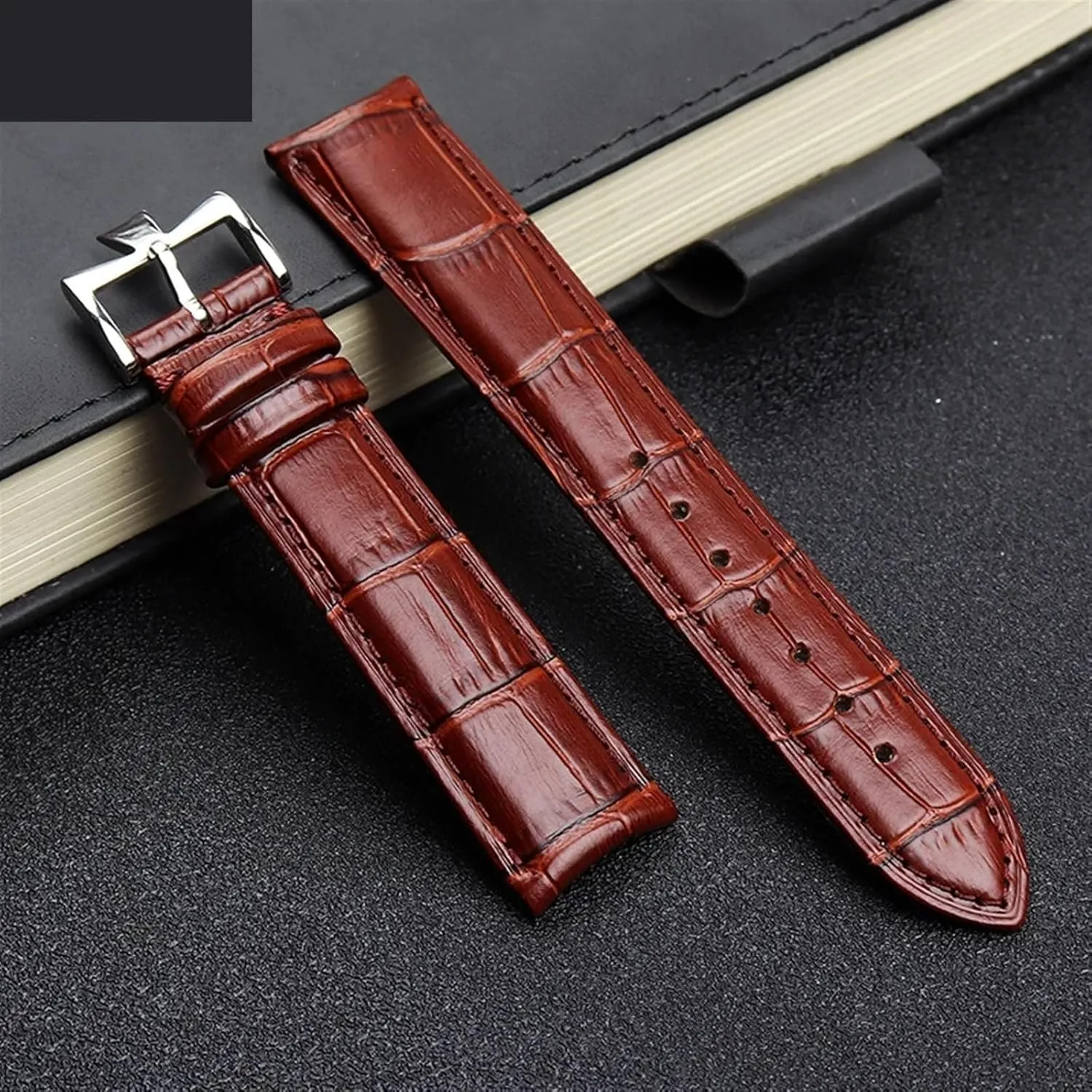 cowhide watch strap for vc watchband 19mm 20m 21mm attributable 22mm watchband Curved End Genuine Leather Bracelet Blue 