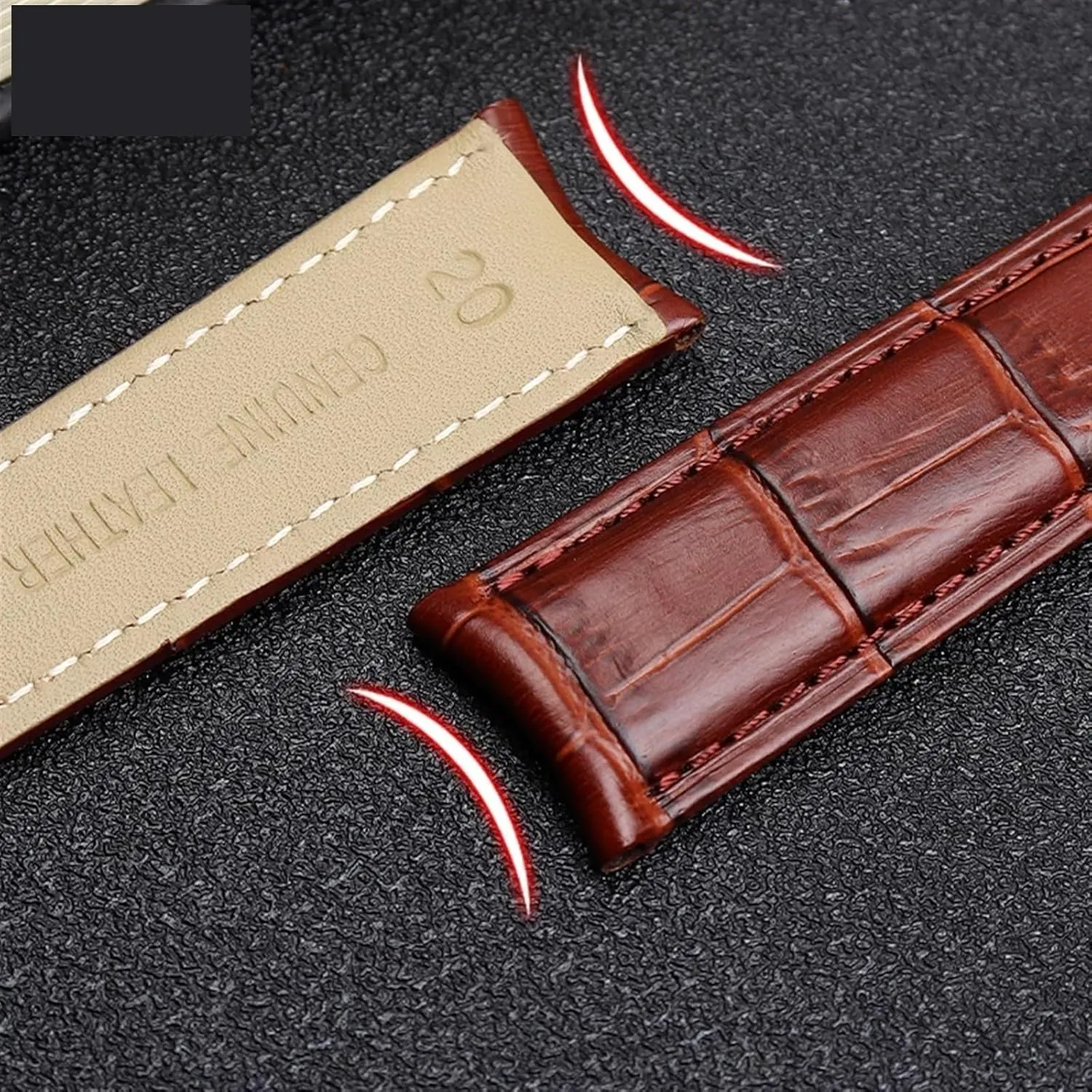 cowhide watch strap for vc watchband 19mm 20m 21mm attributable 22mm watchband Curved End Genuine Leather Bracelet Blue 