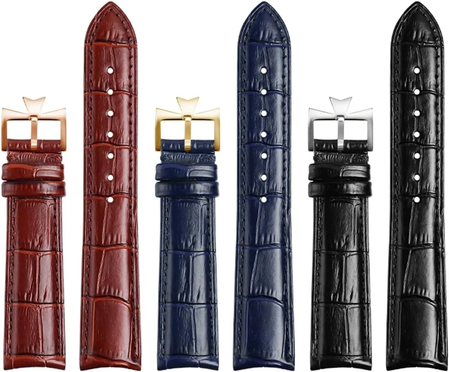 cowhide watch strap for vc watchband 19mm 20m 21mm attributable 22mm watchband Curved End Genuine Leather Bracelet Blue 