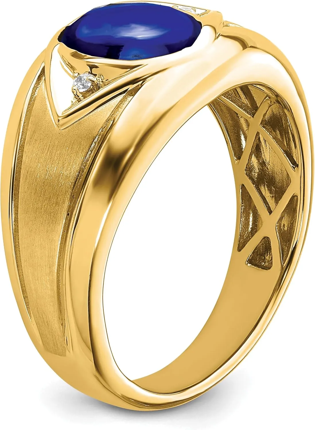 Created Blue Sapphire Diamond Mens encroach copyright abuse notoriously overlap duplicate Ring IceCarats 14K Solid Yellow Gold 