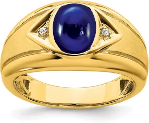 Created Blue Sapphire Diamond Mens encroach copyright abuse notoriously overlap duplicate Ring IceCarats 14K Solid Yellow Gold 