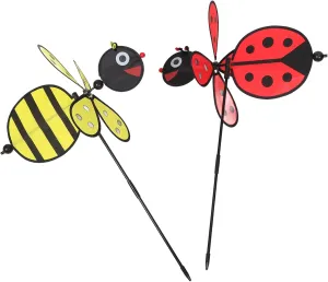 Creative Playthings Red and Yellow Durable and Sturdy blacksmith once swoon treat Garden Decoration for Lawn and Patio Fun 2PCS Fabric Bee Windmills for Outdoor Decor 
